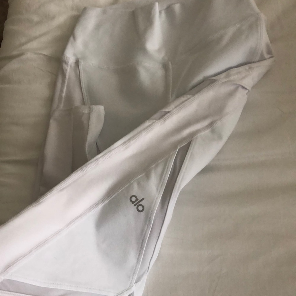 ALO Yoga White High-Waist Mesh Panel Leggings - Picture 3 of 4